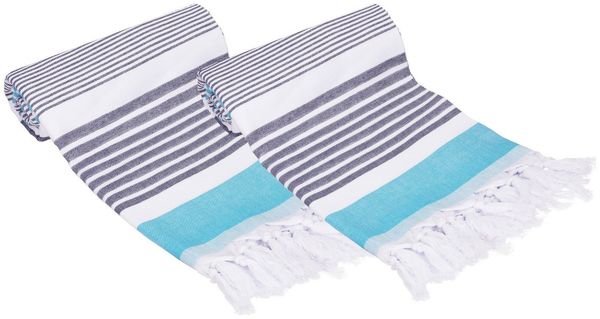 Betz Badetuch Hamamtuch 90 x 170 cm Badetuch Strandtuch Saunahandtuch, (1 Stück, 2-St), 100% Baumwolle, Farbe blau