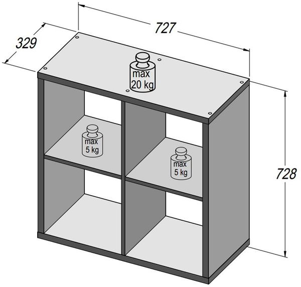Regal >Wellington< in Weiß - 72.7x72.8x32.9cm (BxHxT) Bild 5