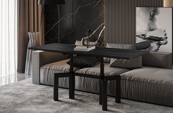 Endo-Moebel Couchtisch Oliana - ausziehbar 110-170cm und höhenverstellbar Doppellift Metall, Couch- & Esstisch, Funktionstisch, modern Design, umwandelbar