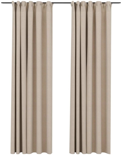 vidaXL Verdunkelungsvorhänge 2 Stk. Haken Leinenoptik Beige 140x225 cm 321213