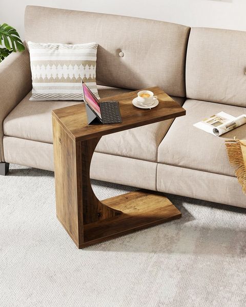 Tribesigns Beistelltisch C-förmiger Beistelltisch, Kleiner Tisch Nachttisch für Sofa 60×30 cm