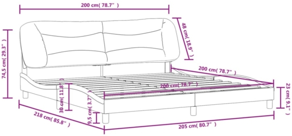 vidaXL Bettgestell ohne Matratze "Hvar" Schwarz 200x200 cm Stoff 3207795 Bild 10