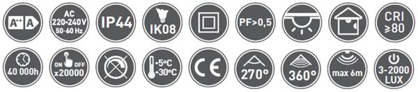 16 W LED Deckenleuchte mit Bewegungsmelder Treppenleuchte Rund Ø 250mm 4000K Neutralweiß IP44 Bild 4