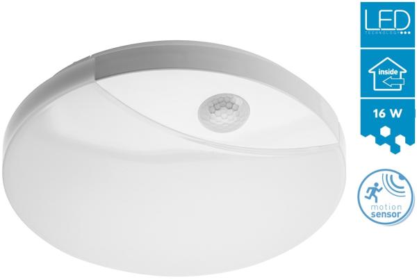 16 W LED Deckenleuchte mit Bewegungsmelder Treppenleuchte Rund Ø 250mm 4000K Neutralweiß IP44