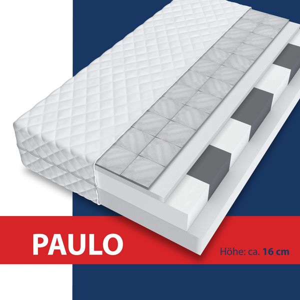 FDM 'Paulo' Kindermatratze 90x180 cm, 9 Zonen Kaltschaum, Buchweizen, H3, Höhe 16 cm,
