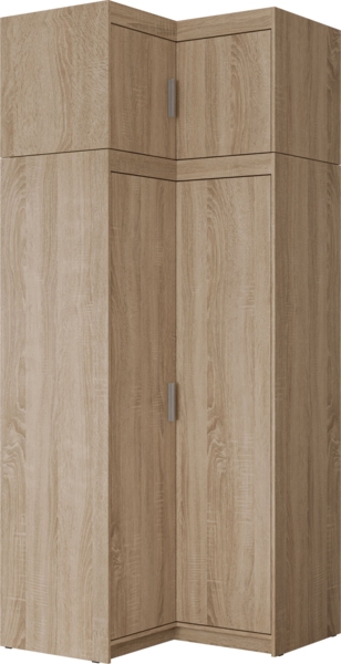Eckkleiderschrank Elena 2D + Schrankaufsatz (Farbe: Sonoma Eiche)