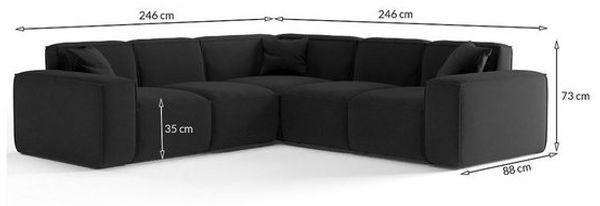Ecksofa Designersofa CELES PREMIUM Stoff Opera Velvet Hellgrau Seite Universal Bild 4