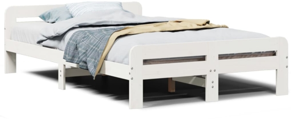 vidaXL Massivholzbett ohne Matratze Weiß 135x190 cm Kiefernholz 855488