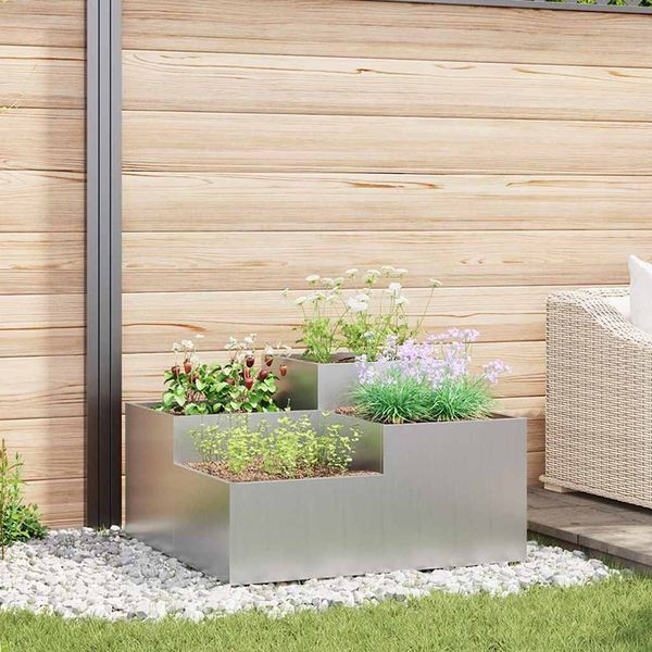 vidaXL Gartenblumentopf Silber 100 x 100 x 48 cm Verzinkter Stahl 865853