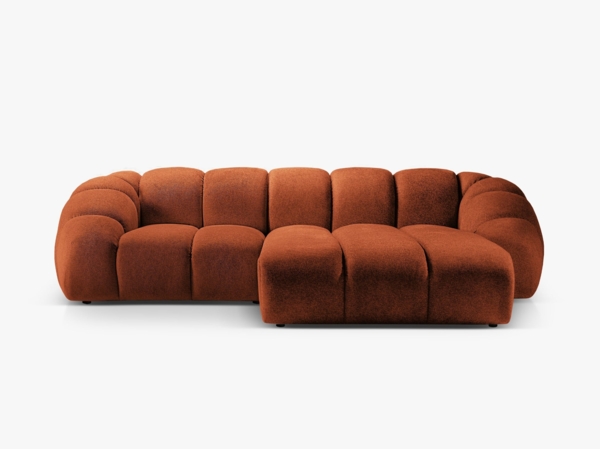 Micadoni Ecksofa Diana 3-Sitzer Rechts Strukturierter Samtstoff Terrakotta