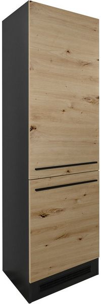 JAZZ 8 Moderner Einbauschrank für Kühlschrank in Anthrazit, Artisan Eiche Optik - Geräumiger Hochschrank Küchenschrank mit viel Stauraum - 60 x 211 x 57 cm (B/H/T)