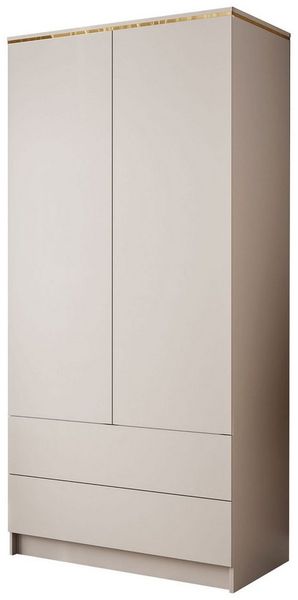 Lookway Kleiderschrank AURORA KASCHMIR 2D2S Drehtürenschrank mit Schubladen (Kleiderschrank mit stilvoller Umrandung in Goldoptik) 100 x 210 x 57