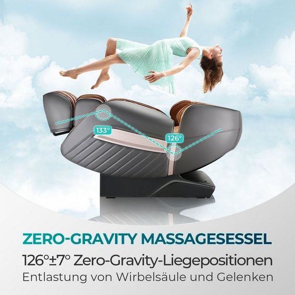 NAIPO Massagesessel Shiatsu Zero-Gravity Massagestuhl, Wärmetherapie, 3D Surround-Sound, USB, Bluetooth, Award Winner