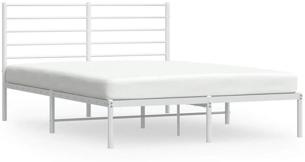 Doppelbett, Bettgestell Modernen mit Kopfteil Metall Weiß 140x200 cm d700e
