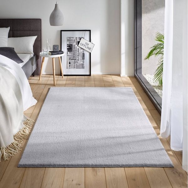 TaCa Home Teppich Waschbarer Kurzflor-Teppich, rechteckig, Höhe: 19 mm, Wohnzimmer Schlafzimmer Küche Bad Flur, Grau - 60 x 120 cm