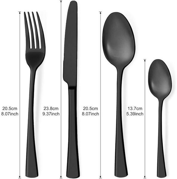 LuxusKollektion Kochbesteck-Set Besteckset Edelstahl 6 Personen 24 Teilig schwarz Matt 24 teilig
