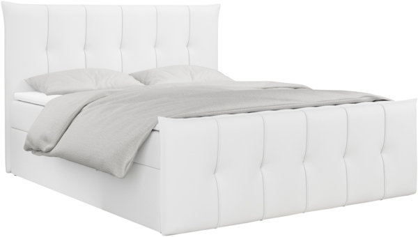 Boxspringbett, mit Fußteil, 2 Bettkästen - PREMIUM-11 - 120x200cm - Weiß Kunstleder - H3 Bild 3