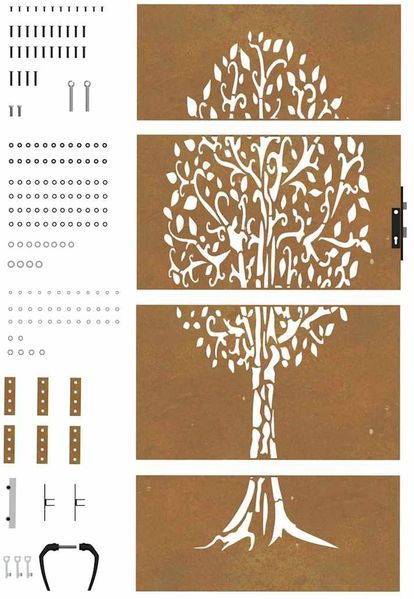 vidaXL Gartentor 85x175 cm Cortenstahl Baum-Design 153212 Bild 9