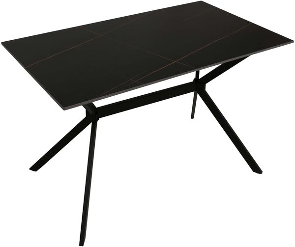 Esszimmertisch HWC-O58, Esstisch Sinterstein Metall, Marmor-Optik 120cm ~ schwarz-gold Bild 9