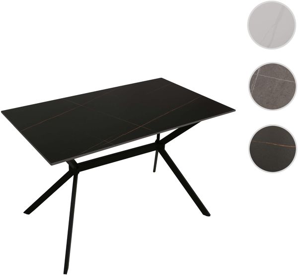 Esszimmertisch HWC-O58, Esstisch Sinterstein Metall, Marmor-Optik 120cm ~ schwarz-gold Bild 10