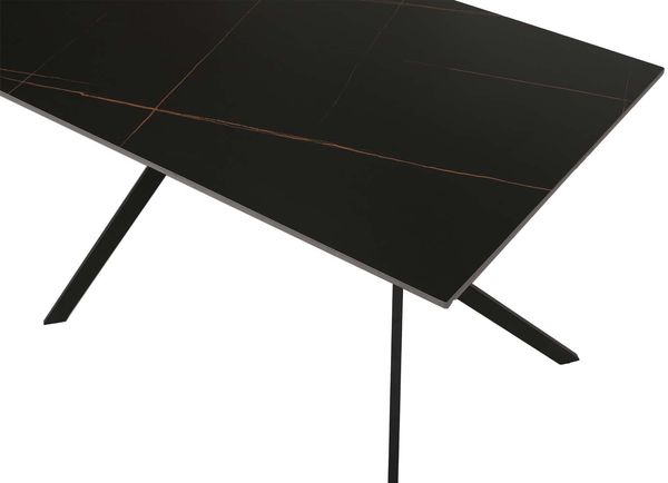 Esszimmertisch HWC-O58, Esstisch Sinterstein Metall, Marmor-Optik 120cm ~ schwarz-gold Bild 5