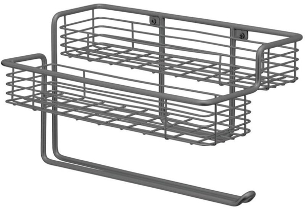 mDesign Küchenrollenhalter Papierrollenhalter Gewürzregal Organizer Metall Grau