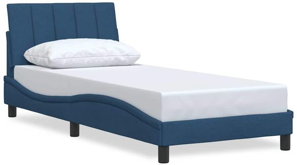 Einzelbettgestell Design für Erwachsene ohne Matratze Blau 90x190 cm Stoff d4060e