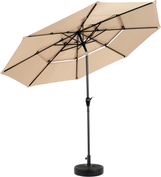 10 ft Outdoor Sonnenschirm Gartenschirm Patio-Schirm Kippbar Windresistent UV-beständig Khaki Bild 4