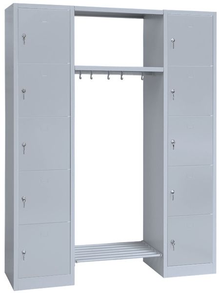 Schließfachgarderobe Wertfachschrank Fächerschrank Spind Umkleideschrank Garderobe mittig 10 Fächer-Spint Lichtgrau 525520