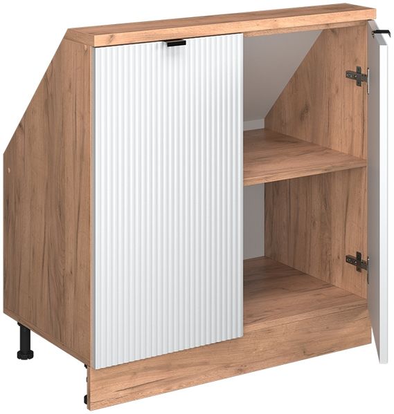Küchenschrank für Dachschrägen R-Line Weiß Riffel 80 cm mit 2 Türen Vicco Bild 3