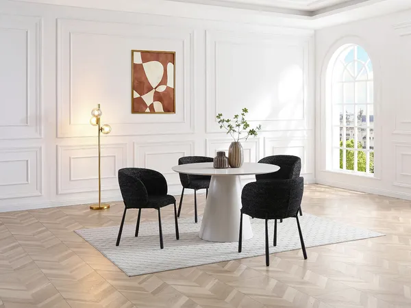 Vente-unique - ANTALIZA Esstisch Holz, Platte Beige - B 120 cm x H 75,5 cm x L 120 cm