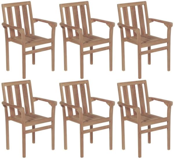 vidaXL Stapelbare Gartenstühle 6 Stk. Massivholz Teak 3073377