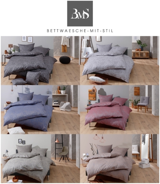 Bettwaesche-mit-Stil Mako-Satin Damast Paisley Bettwäsche "Davos" schwarz - grau Kissenbezug 80x80 cm Bild 2