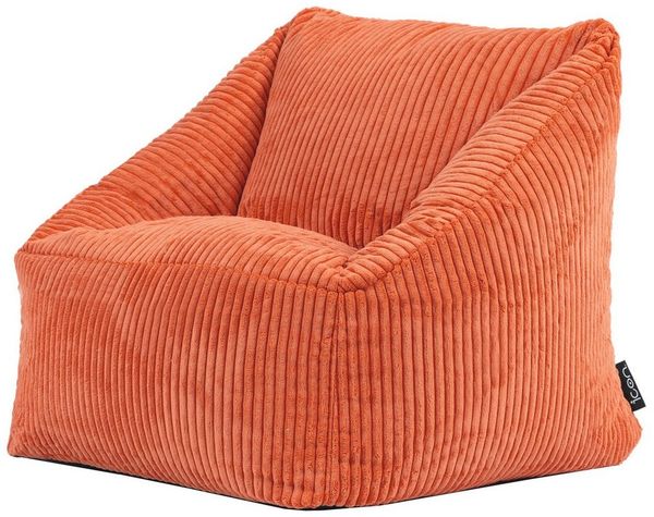 Icon Natalia Sitzsack Kinder, Orange, Flauschiger Cord Stoff, Sitzsack Cord mit Füllung, Bequemer Kinder Sessel, Kuschelsessel, Lese Sessel, Schlafzimmer, Kinderzimmer, Spielzimmer