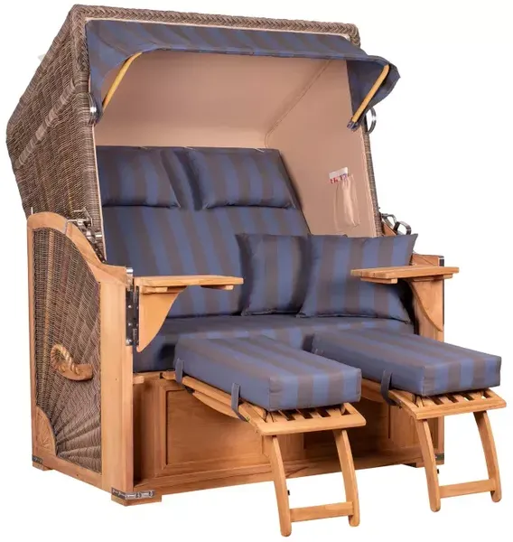 Strandkorb Spiekeroog Teak PE grey Dessin 582