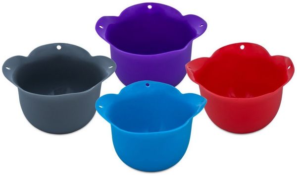 Spetebo Eier-Pochierer aus Silikon in 4 Farben sortiert, (Eierpochierform 4-tlg), Spülmaschinen geeignet