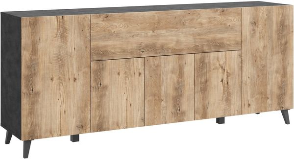 Home affaire Sideboard SIDEBOARD PHUKET II, Stilvolle, grifflose kommode, Breite 180cm, Mit 5 Türen, 1 Klappe, 7 Fächern und höhenverstellbaren Einlegeböden