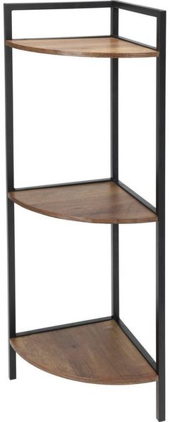 Home & styling collection Bücherregal Eckregal aus Metall, 3 Ablagen aus MDF, 23,5 x 23,5 x 76 cm