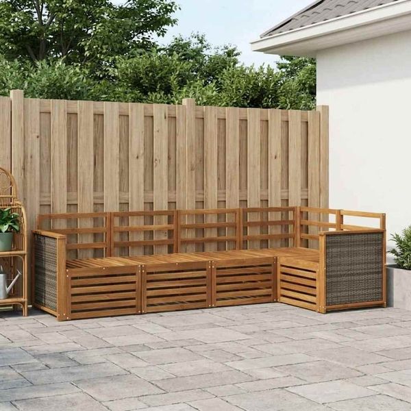 vidaXL Ecksofa Set 4 pcs Natur Massivholz Akazie 3384345