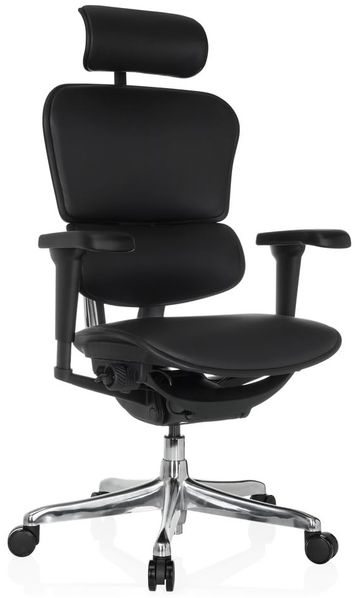 hjh OFFICE Bürostuhl ergonomisch ERGOHUMAN Ultra L GEN2 Originales Design, Bürosessel mit Flexibler Lendenwirbelstütze, Leder, Schwarz
