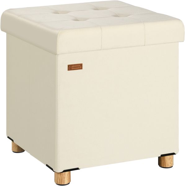 CASARIA® Sitzhocker mit Stauraum, Samt, beige