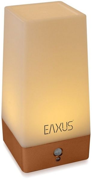 EAXUS LED Tischleuchte Kabllose Nachtlampe im Kupfer/Bronze Look, mit Bewegungssensor & Dämmerungssensor, LED fest integriert, warmweiß, Nachttischleuchte