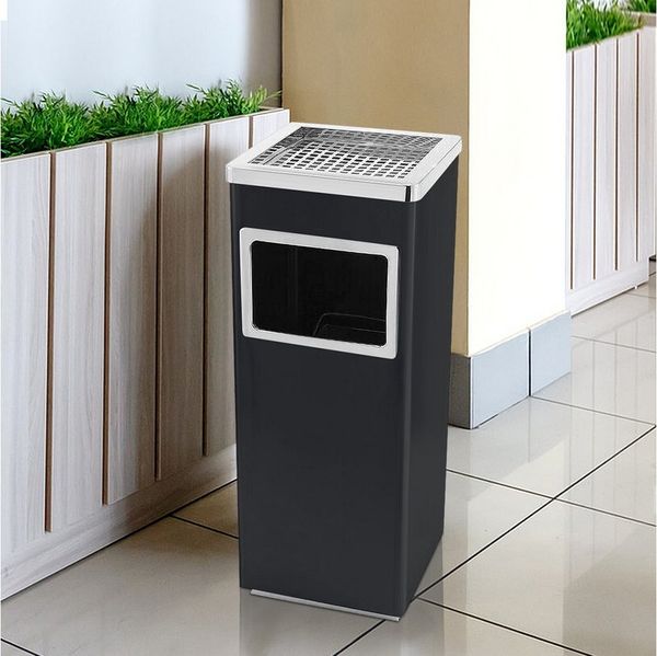 JEOBEST Mülleimer 35L Standaschenbecher Aschenbecher mit Mülleimer, (2-St, Eckig) Edelstahl, Abfalleimer mit Inneneimer