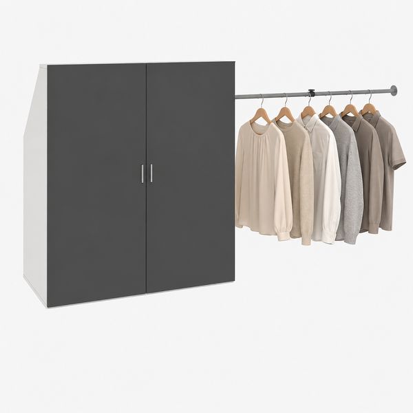 VCM Kleiderschrank Dacho M 922540 Weiß / Anthrazit B. 90 x H. 100 x T. 50 cm