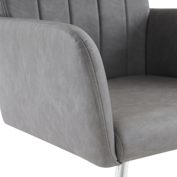 Merax 2er Set Esszimmerstühle, Polsterstühle, mit vertikalen Streifen, Gepolsterter Sessel mit zickzackförmige Metallbeine, Lounge-Stuhl, Wohnzimmerstuhl, PU, grau Bild 10