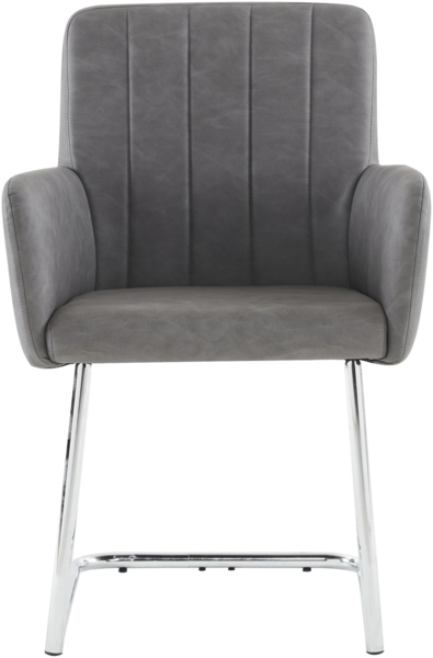 Merax 2er Set Esszimmerstühle, Polsterstühle, mit vertikalen Streifen, Gepolsterter Sessel mit zickzackförmige Metallbeine, Lounge-Stuhl, Wohnzimmerstuhl, PU, grau Bild 7