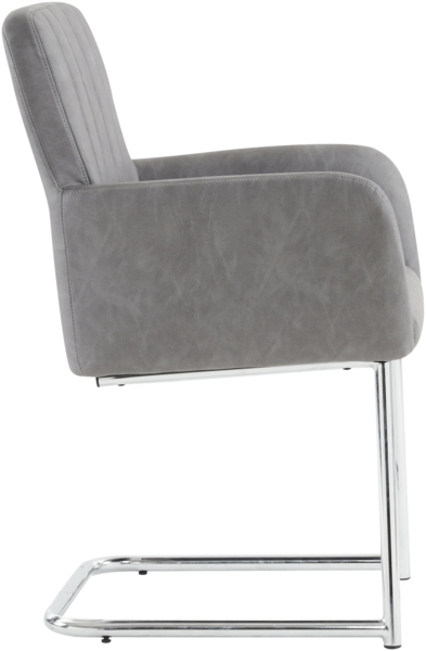 Merax 2er Set Esszimmerstühle, Polsterstühle, mit vertikalen Streifen, Gepolsterter Sessel mit zickzackförmige Metallbeine, Lounge-Stuhl, Wohnzimmerstuhl, PU, grau Bild 8