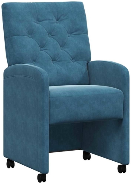 vidaXL Esszimmerstühle mit Rollen 2 pcs Blau 58 x 67 x 97 cm Samt 42017865