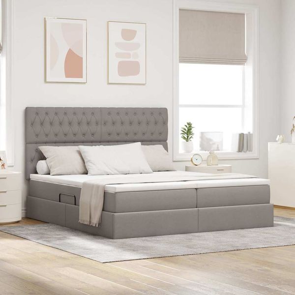vidaXL Aufbewahrungsbett mit Kopfteil Taupe 180 x 200 cm Kunstleder 3372212