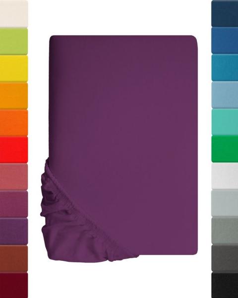 Kinder Jersey Spannbettlaken, Spannbetttuch, Lavea Serie Maya, 60x130 cm | 70x140 cm, Dunkellila, 100% Baumwolle, hochwertige Verarbeitung, mit Gummizug